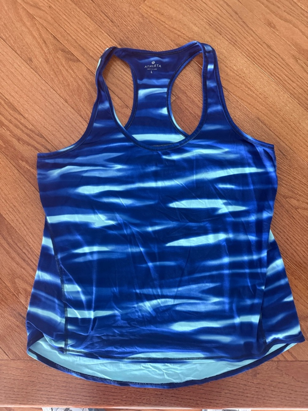Athleta Navy and Light Blue Striped Racerback Tank
